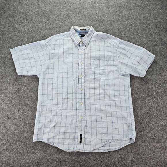Tommy Hilfiger Golf‎ Shirt Mens Large Button Down 100% Linen Preppy Casual - Picture 1 of 8
